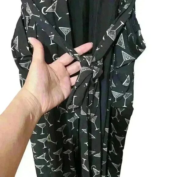 MeUndies Robe XL/2XL Black Cocktail Print Full Length Lounge Sleepwear NWOT - Picture 6 of 7
